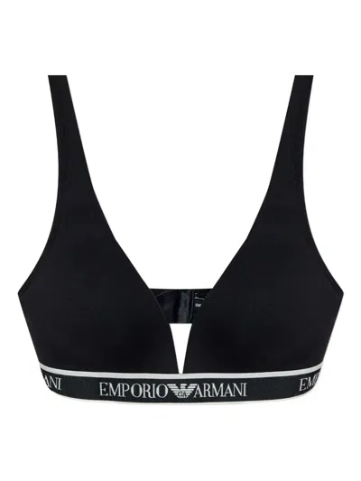 Emporio Armani Logo-band Triangle Bra In Black