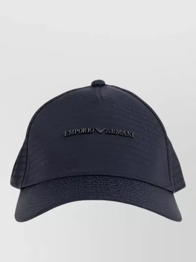 Emporio Armani Logo Baseball Cap Structured Crown Curved Peak In Blue