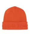 Emporio Armani Logo Beanie In Brown