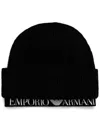 Emporio Armani Logo Beanie Hat In Black