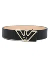Emporio Armani Logo Belt With Adjustable Length And Grained Texture In Neutral