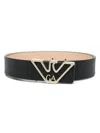 Emporio Armani Logo Belt With Adjustable Length And Grained Texture In Neutral