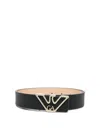 Emporio Armani Logo Belt With Adjustable Length And Grained Texture In Neutral