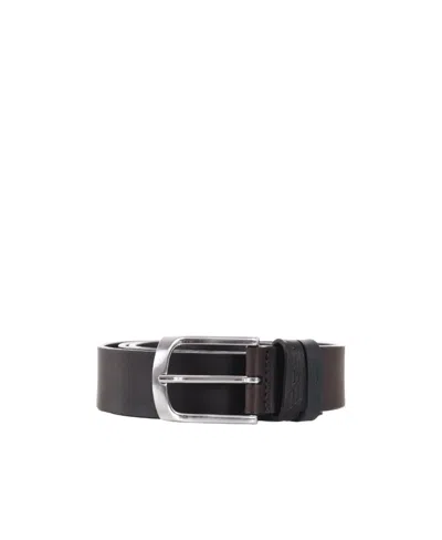 Emporio Armani Logo Belt In Brown
