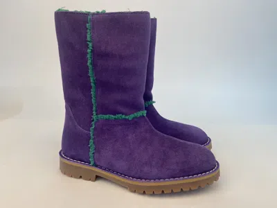 Emporio Armani Logo Boots In Purple