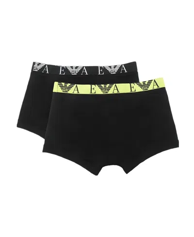 Emporio Armani Logo Boxer Panties Two-pair In Black