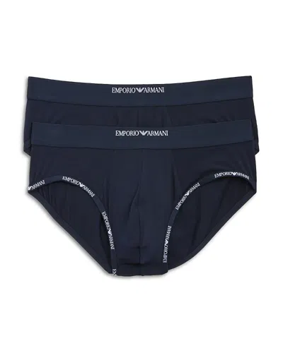 Emporio Armani Logo Briefs, Pack Of 2 In Blue