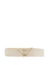 Emporio Armani Adjustable Logo Buckle Belt With Textured Finish In 中性色