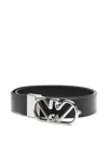 Emporio Armani Adjustable Reversible Metal Buckle Belt In Black