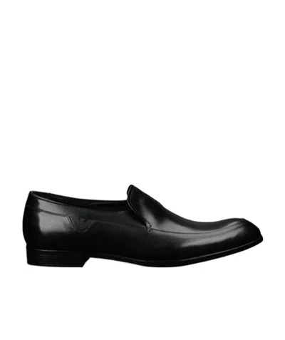 Emporio Armani Logo Business Casual Shoes In Black