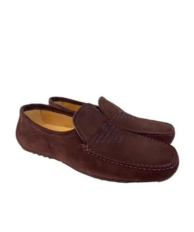 Emporio Armani Logo Business Casual Shoes In Brown