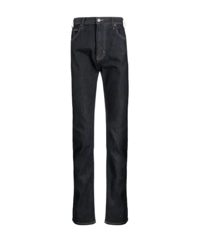 Emporio Armani Logo Button Denim Trousers In Black