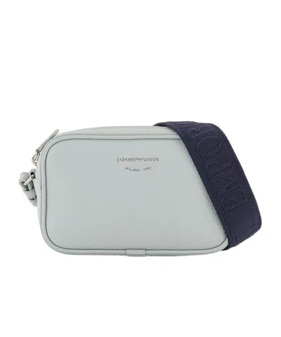 Emporio Armani Official Store Deer-print Camera Case With Shoulder Strap In Gray