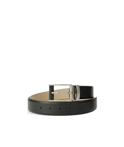 Emporio Armani Logo Carved Belt In Black