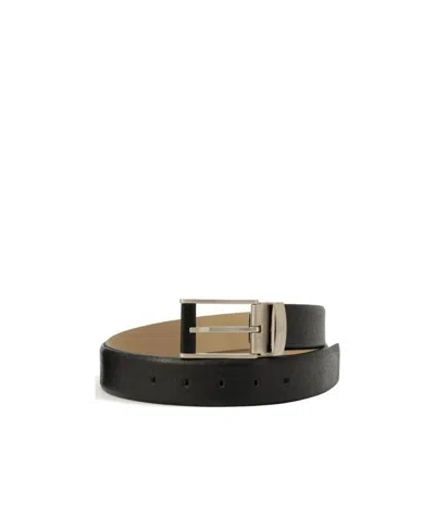 Emporio Armani Logo Carved Belt In Black