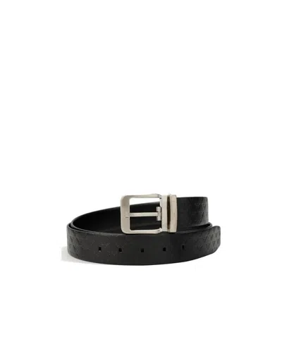 Emporio Armani Logo Carved Belt In Black