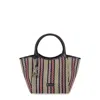 Emporio Armani Logo Charm Basket-weave Tote Bag In Multi