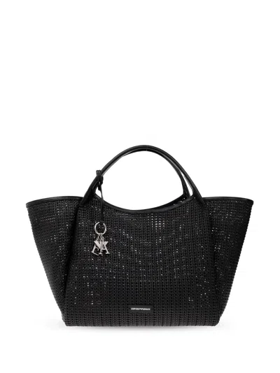 Emporio Armani Logo Charm-detailing Tote Bag In Black