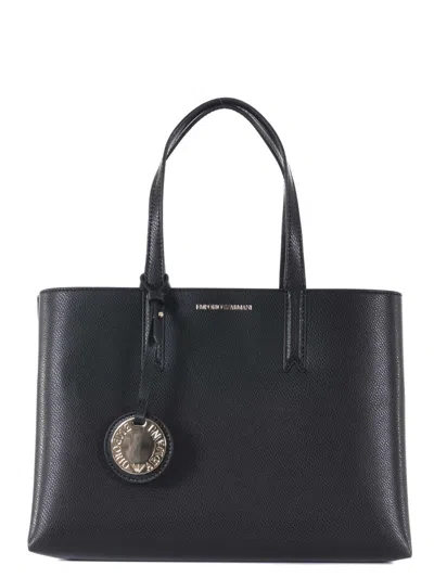 Emporio Armani Logo-charm Top Handle Tote Bag In Black