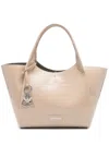Emporio Armani Crocodile Effect Tote Bag With Top Handles In Neutrals