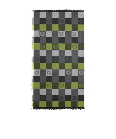 Emporio Armani Logo Checkered Scarf In Black