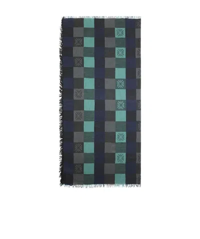 Emporio Armani Logo Checkered Scarf In Black