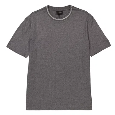 Emporio Armani Logo Collar Asv Lyocell-blend T-shirt In Grey