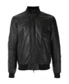 Emporio Armani Blouson Aus Nylon Mit Durchgehender Mikro-stickerei Mit Adler-motiv In Black
