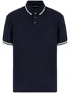Emporio Armani Jersey Polo Shirt With All-over Jacquard Eagle In Blue