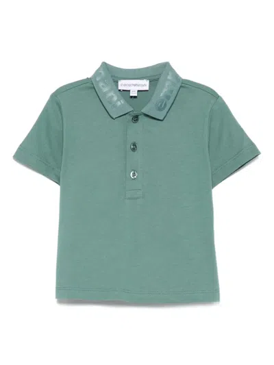 Emporio Armani Babies' Logo-collar Polo Shirt In Green
