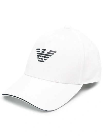 Emporio Armani Logo Cotton Baseball Cap In White