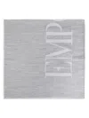 Emporio Armani Logo Cotton Blend Scarf In Gray