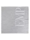 Emporio Armani Logo Cotton Blend Scarf In Grey