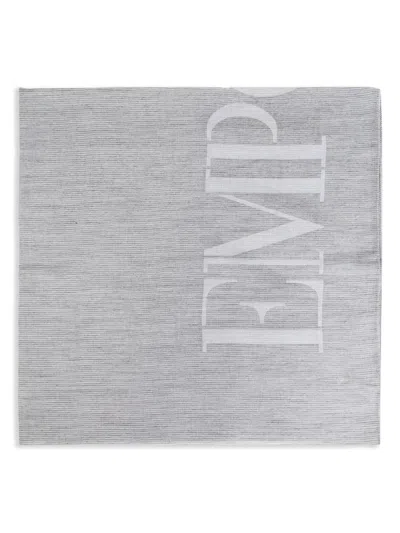 Emporio Armani Logo Cotton Blend Scarf In Grey