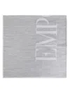 Emporio Armani Logo Cotton Blend Scarf In Grey