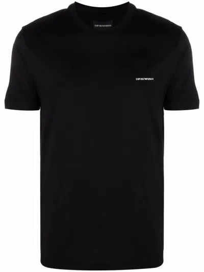 Emporio Armani Logo Cotton Blend T-shirt In Black