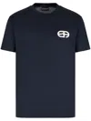 Emporio Armani Logo Cotton Crewneck Sweatshirt In Blue