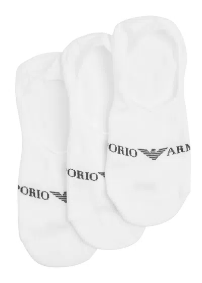 Emporio Armani Logo Cotton-blend Trainer Socks In White