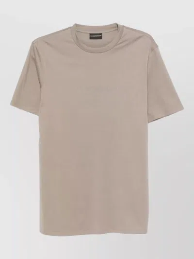 Emporio Armani Logo Cotton Crew Neck Short Sleeve T-shirt In Neutral
