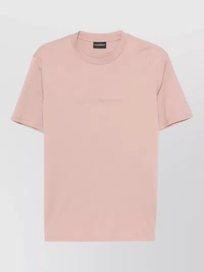Emporio Armani Logo Cotton Crew Neck Short Sleeves In Pink