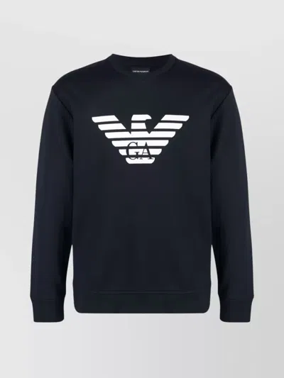 EMPORIO ARMANI LOGO COTTON CREWNECK SWEATSHIRT