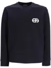 Emporio Armani Logo Cotton Sweatshirt In Blue