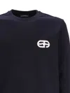 Emporio Armani Logo Cotton Crewneck Sweatshirt In Blue