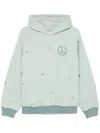 Emporio Armani Logo Organic Cotton Hoodie In Blue