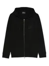Emporio Armani Logo Cotton Hoodie With Hooded Design In Black