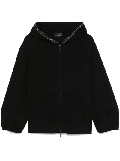 Emporio Armani Logo-tape Hoodie In Black