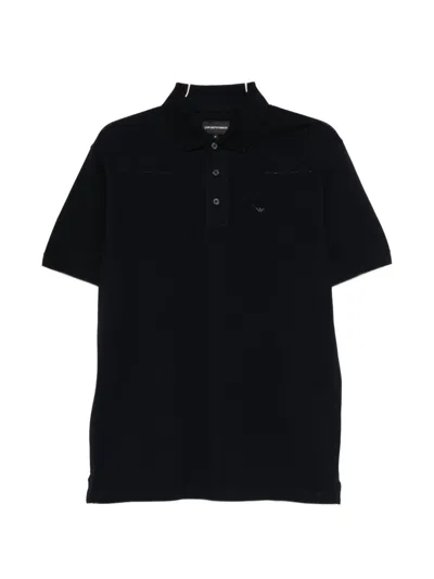 Emporio Armani Logo Cotton Polo In Black