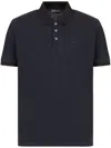 Emporio Armani Logo Cotton Blend Polo Shirt In Blue