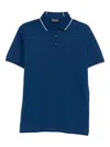 Emporio Armani Logo Cotton Polo Shirt In Blue
