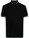 Emporio Armani Logo Cotton Polo Shirt In Black